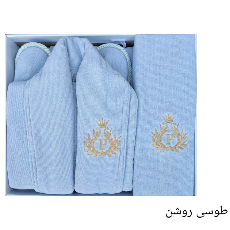 سرویس حوله پالتویی 3 تکه طرح ایپک پنبه کد 01 سایز 125