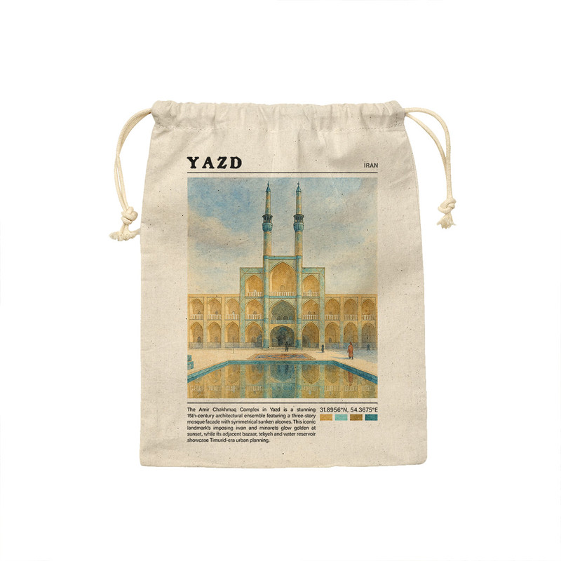 کیسه نان و سبزی ترمه طراحان ایده مدل مسجد امیر چخماق یزد کد map0841 - S سایز 19x19 سانتی متر