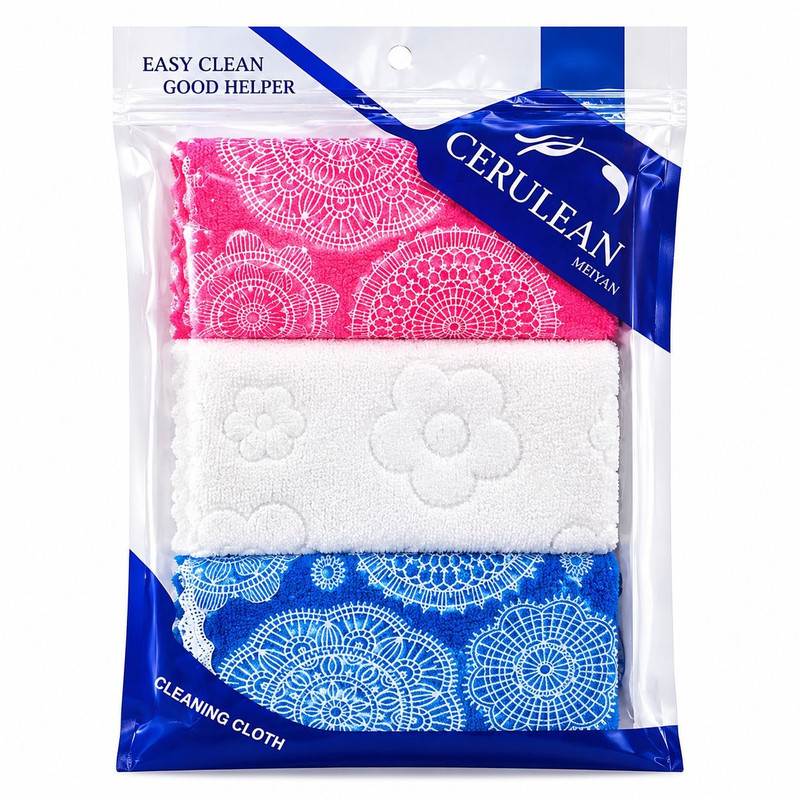 دستمال آشپزخانه نخ سرولین مدل easy clean مجموعه 3 عددی