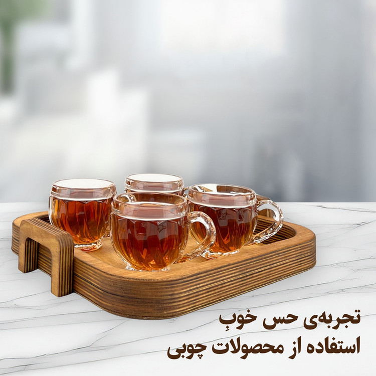 سینی مدل دسته دار چوبی کد SN12