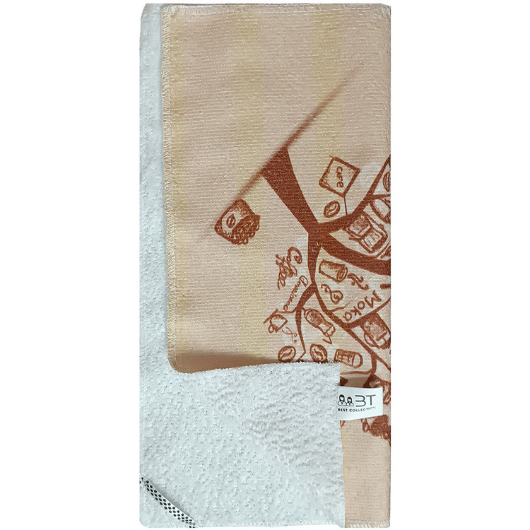 دستمال نظافت آشپزخانه بی تی مدل میکروفایبر طرح درخت قهوه کد 30x30W234
