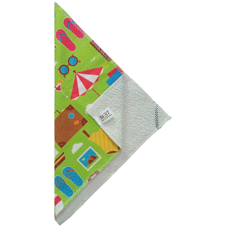دستمال نظافت آشپزخانه بی تی مدل میکروفایبر طرح ساحلی کد 30x30W261 بسته 2 عددی