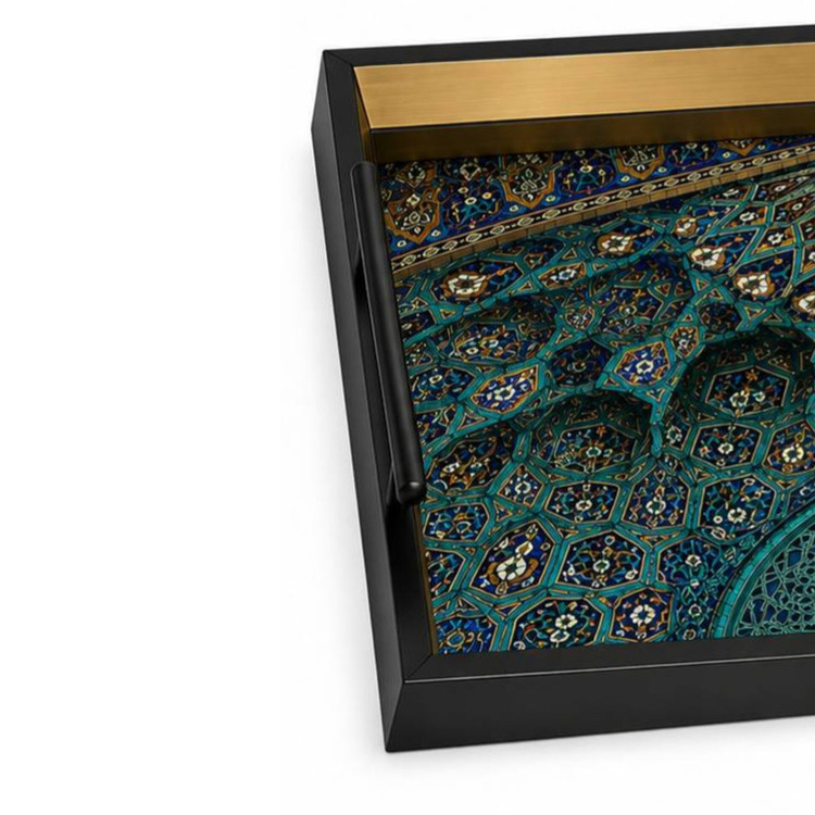 سینی دسته دار مدل دکوراتیو سایز 40*30 سانتی متر