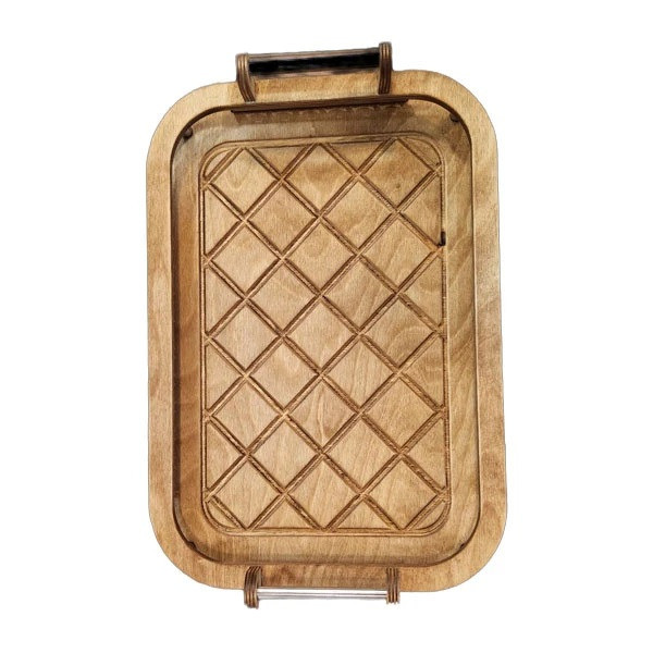 سینی دسته دار مدل چوبی کد 333 سایز 40×28 سانتی متر