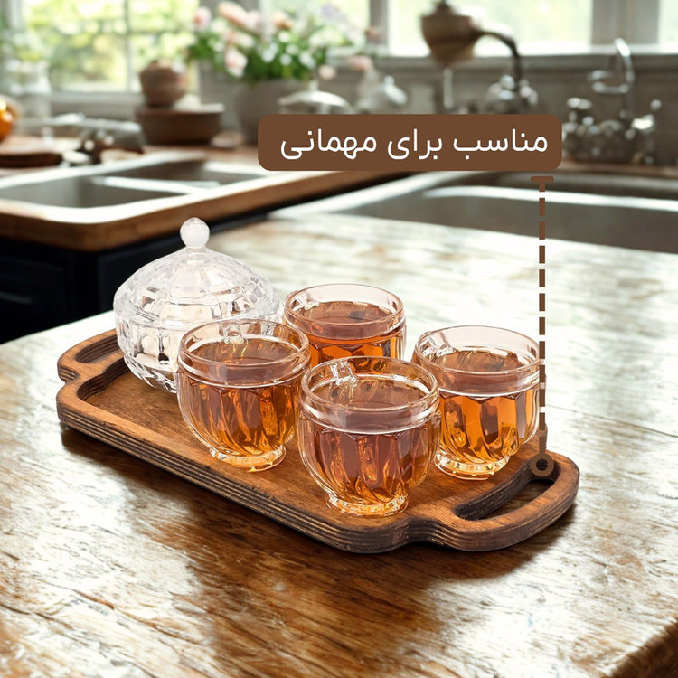 سینی دسته دار مدل چوبی SN231 سایز 38×20 سانتی متر