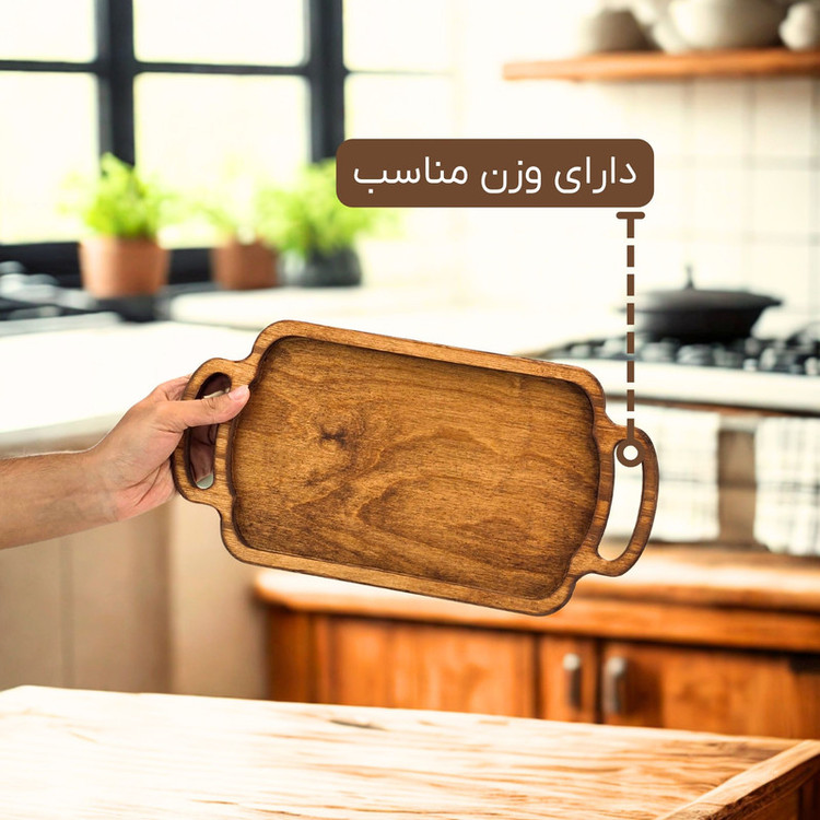 سینی دسته دار مدل چوبی SN231 سایز 38×20 سانتی متر