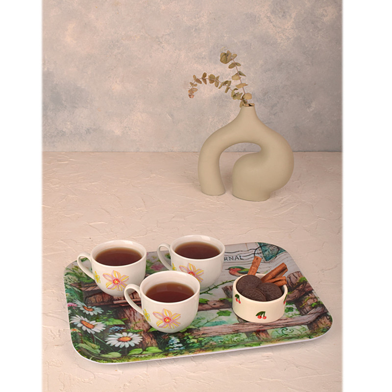 سینی بدون دسته مهروز مدل 7772 کلبه سایز 29×38 سانتی متر