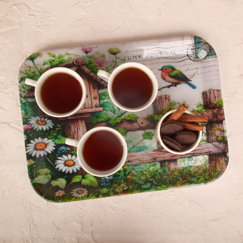 سینی بدون دسته مهروز مدل 7772 کلبه سایز 29×38 سانتی متر