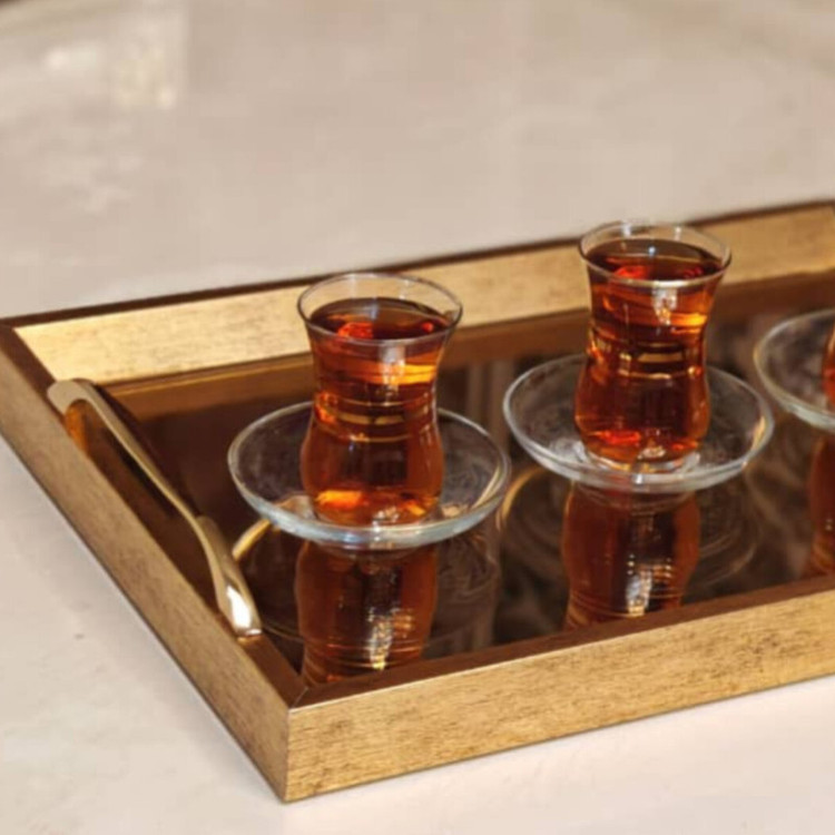 سینی دسته دار مدل فانتزی کد 1001 سایز 40*30 سانتی متر بسته 2 عددی