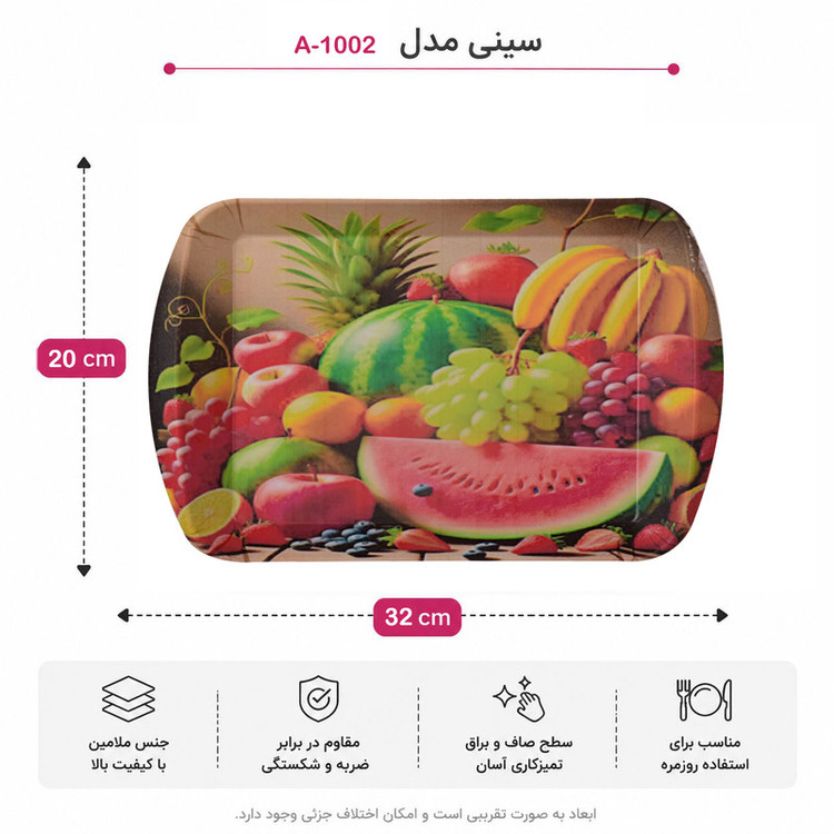 سینی دسته دار مهروز مدل A-1002 میوه سایز 20×32 سانتی متر
