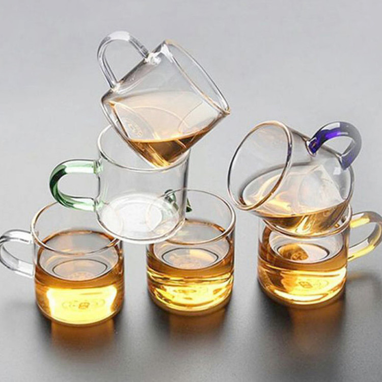 لیوان مدل شات قهوه طرح دسته رنگی بسته 6 عددی