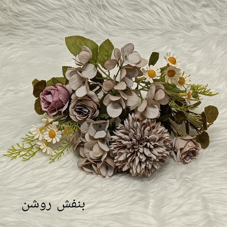 گل مصنوعی مدل بوته رز ارتانزیا مخلوط مینیاتوری