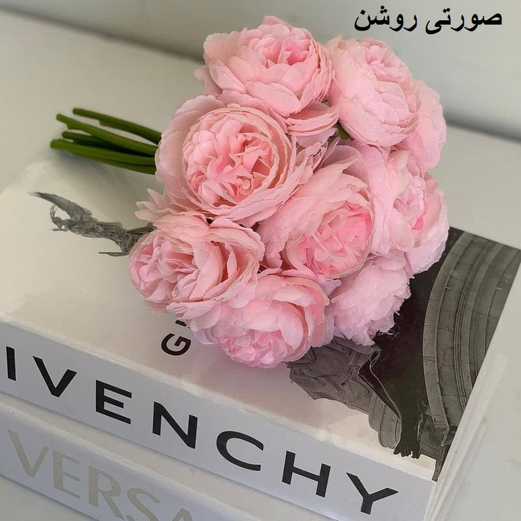 گل مصنوعی پیونی مدل pa-1062، دسته 10 شاخهای پارچهای قابل شستشو، ابعاد 20×20×38 سانتیمتر، وزن 400 گرم