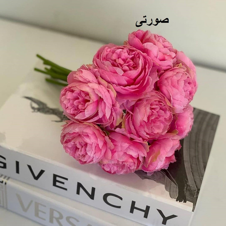 گل مصنوعی پیونی مدل pa-1062، دسته 10 شاخهای پارچهای قابل شستشو، ابعاد 20×20×38 سانتیمتر، وزن 400 گرم
