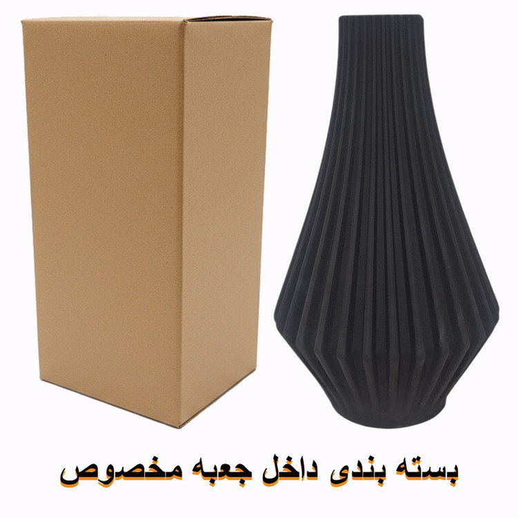 گلدان دکوری رومیزی استوانهای مدل الماس با ابعاد 16x10x10 سانتیمتر، ساخته شده از سنگ مصنوعی مقاوم با بافت مات و طراحی مدرن و خطوط عمودی منظم، مناسب گلهای آپارتمانی و دکوراسیون داخلی