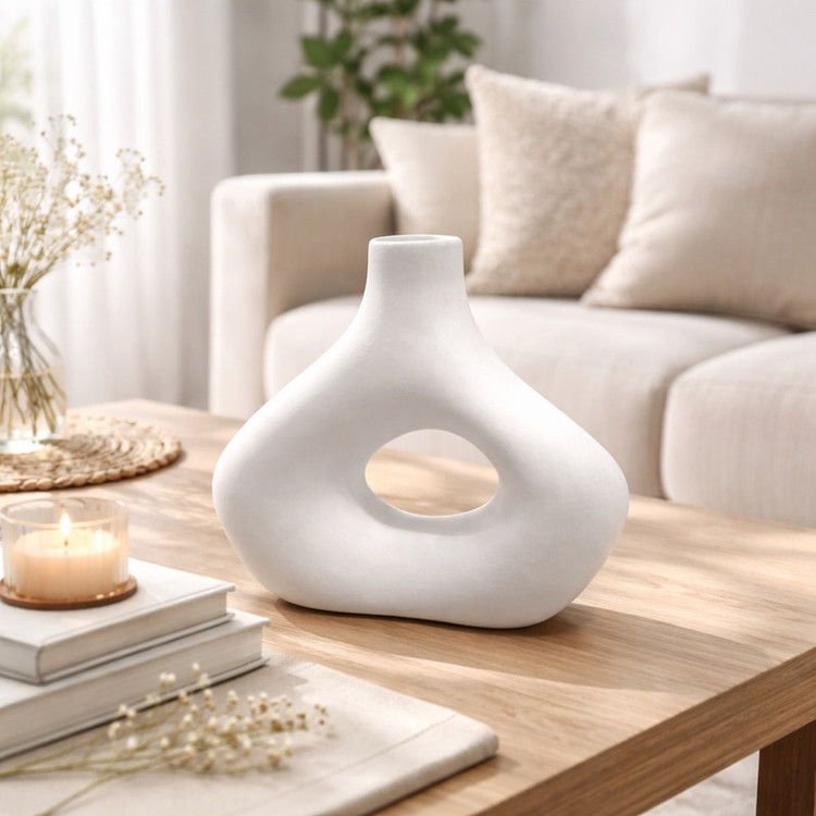 گلدان دکوری رومیزی مدل Noir کد P500 از جنس سفالی با بدنه اکریلیک، ابعاد 18×18×16 سانتیمتر، وزن 200 گرم