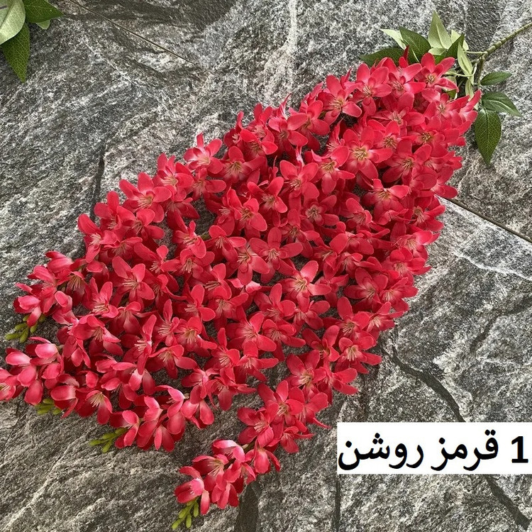 گل مصنوعی آویز ارکیده 5 شاخه قابل تنظیم، مناسب فضای باز و گلهای آپارتمانی، نصب دیواری و آویزی، ابعاد 85x23x5 سانتیمتر، وزن 110 گرم، کد A09