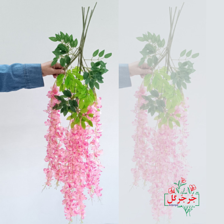 گل مصنوعی جُرجُرگل مدل آویز شکوفه آقاقیا، مناسب نصب آویزی، رومیزی و دیواری، طول 70 سانتیمتر، وزن 250 گرم، ابعاد 30×20×70 سانتیمتر، بسته 12 عددی