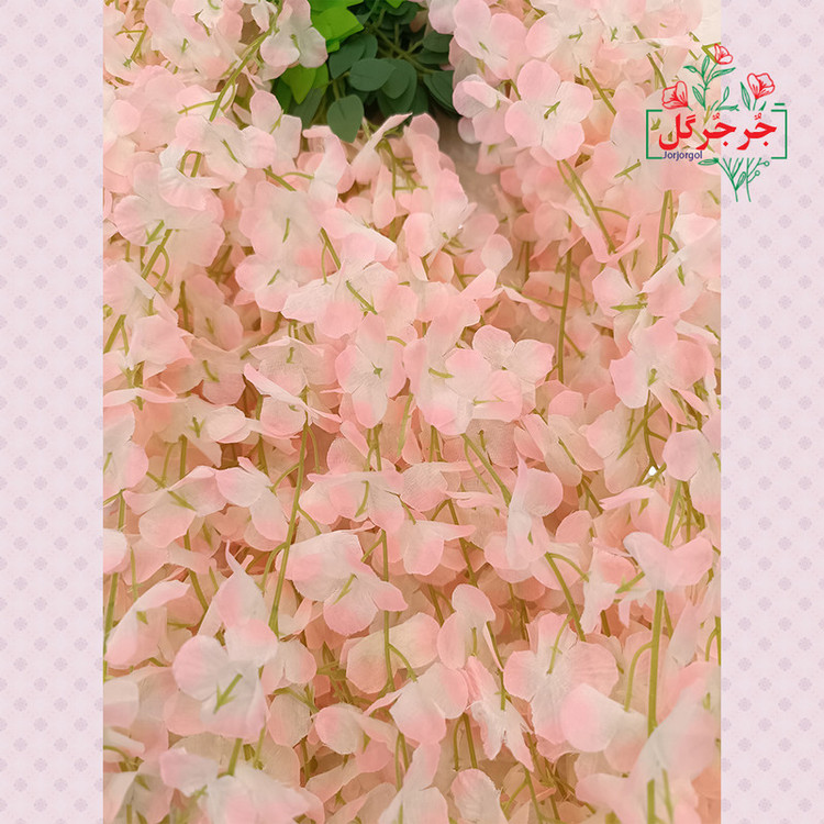 گل مصنوعی جُرجُرگل مدل آویز شکوفه آقاقیا، مناسب نصب آویزی، رومیزی و دیواری، طول 70 سانتیمتر، وزن 250 گرم، ابعاد 30×20×70 سانتیمتر، بسته 12 عددی