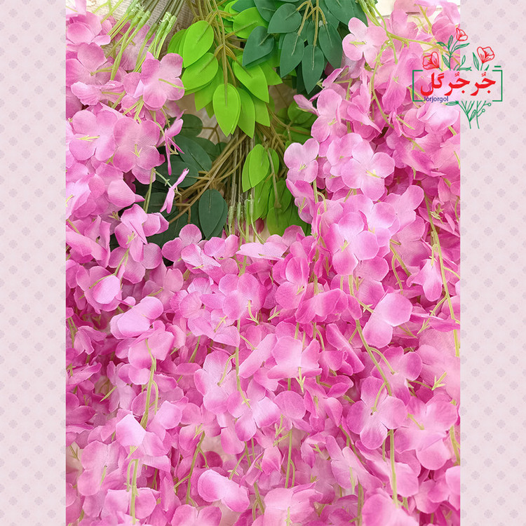 گل مصنوعی جُرجُرگل مدل آویز شکوفه آقاقیا، مناسب نصب آویزی، رومیزی و دیواری، طول 70 سانتیمتر، وزن 250 گرم، ابعاد 30×20×70 سانتیمتر، بسته 12 عددی