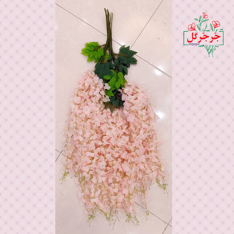 گل مصنوعی جُرجُرگل مدل آویز شکوفه آقاقیا، مناسب نصب آویزی، رومیزی و دیواری، طول 70 سانتیمتر، وزن 250 گرم، ابعاد 30×20×70 سانتیمتر، بسته 12 عددی