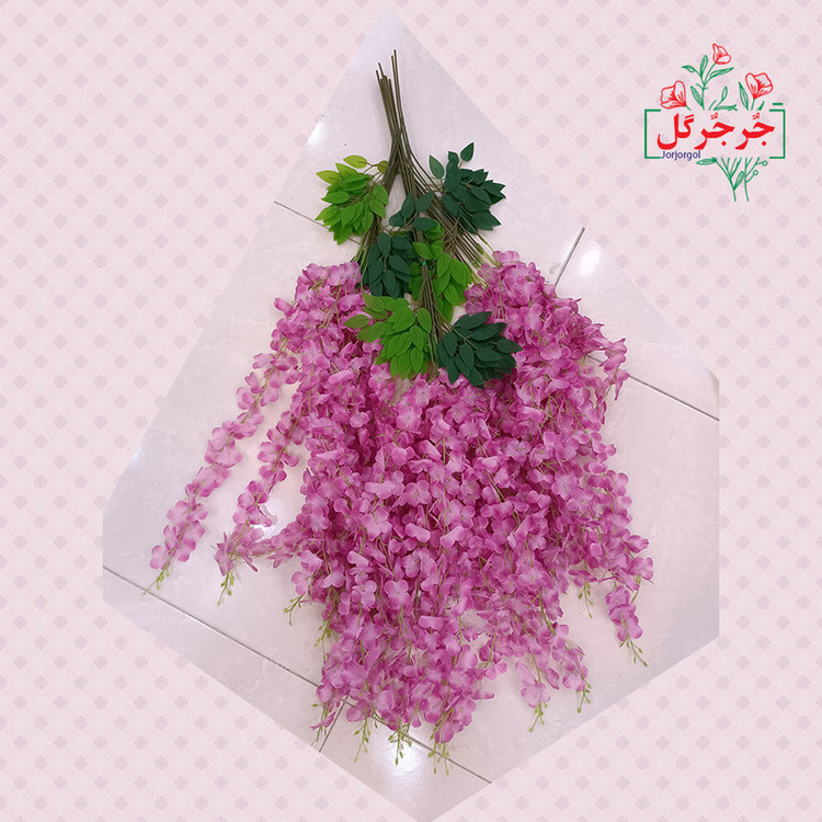 گل مصنوعی جُرجُرگل مدل آویز شکوفه آقاقیا، مناسب نصب آویزی، رومیزی و دیواری، طول 70 سانتیمتر، وزن 250 گرم، ابعاد 30×20×70 سانتیمتر، بسته 12 عددی