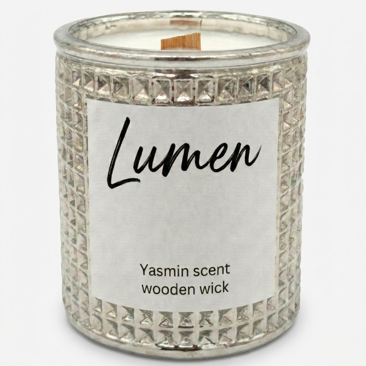 شمع دستساز معطر مدل lumen با رایحه گل یاسمن زمان اتمام ۳۰ ساعت