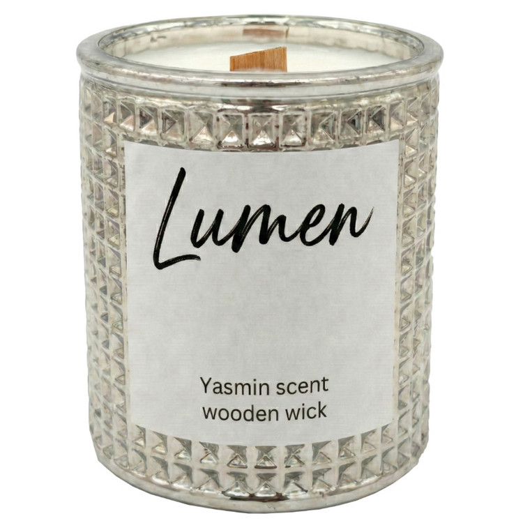 شمع دستساز معطر مدل lumen با رایحه گل یاسمن زمان اتمام ۳۰ ساعت