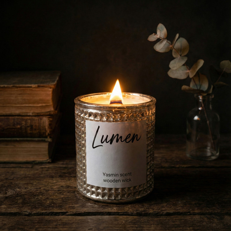 شمع دستساز معطر مدل lumen با رایحه گل یاسمن زمان اتمام ۳۰ ساعت