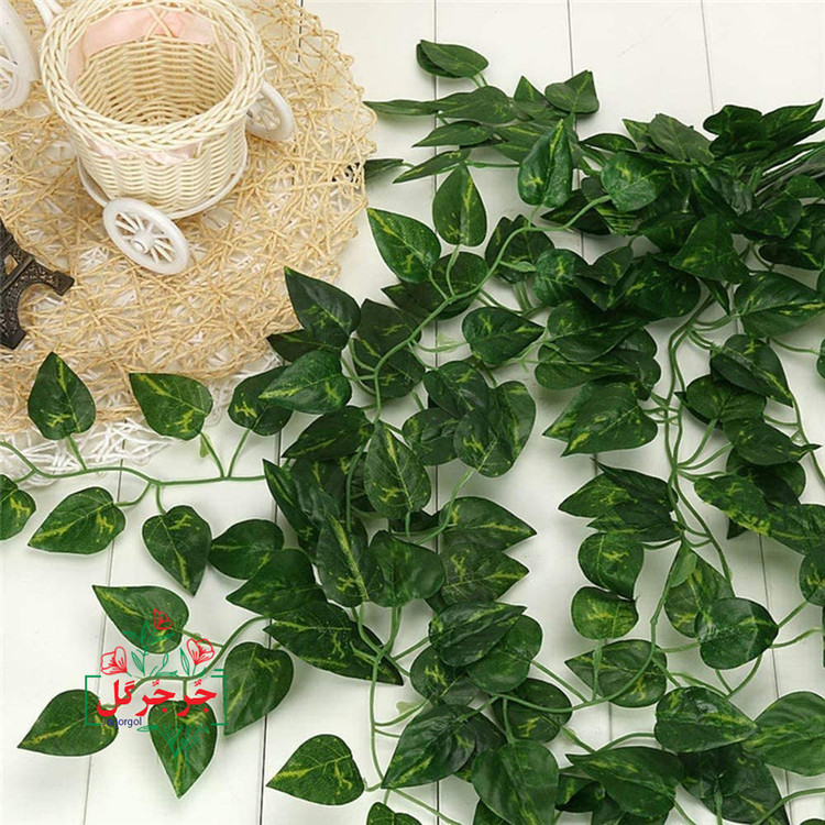گل مصنوعی جُرجُرگل مدل ریسه برگ نخی پتوس بسته 12 عددی